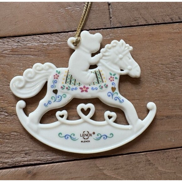 Lenox 1996 Baby's First 1st Christmas Tree Ornament Rocking Horse Used - Picture 5 of 9